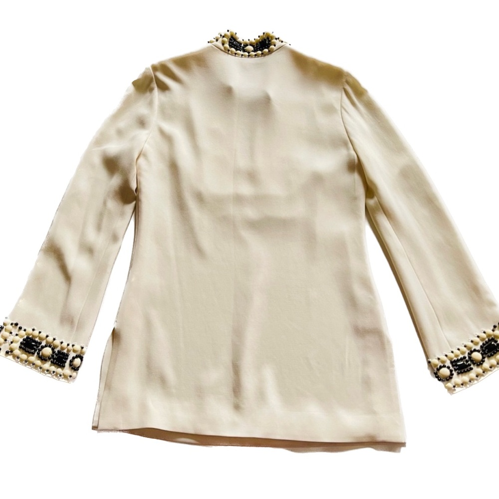 TORY BURCH Ivory Heavily Beaded Tunic Top sz 6 - Picture 2 of 13